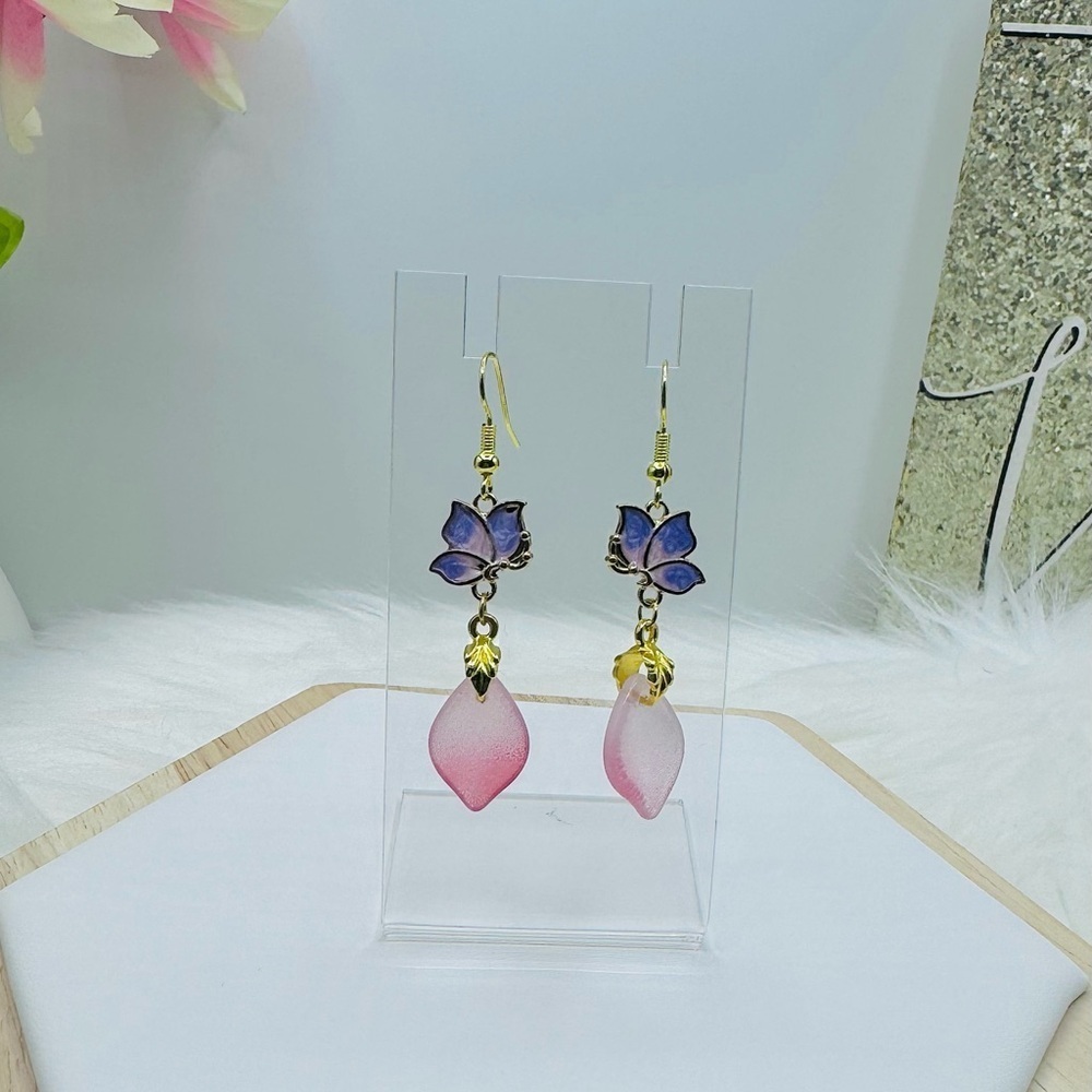 Vintage-Inspired Butterfly Lotus Earrings